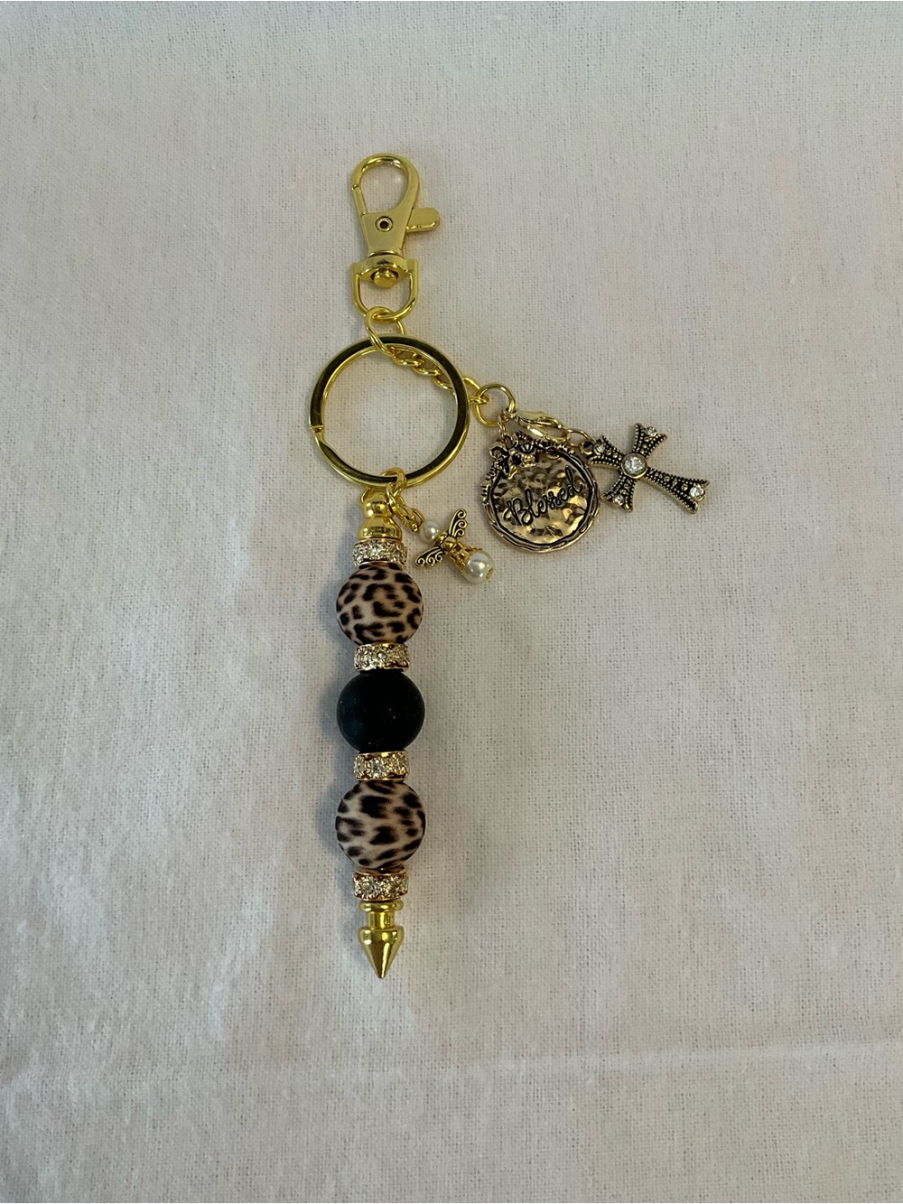 “BLESSED” FAITH SISTER CREATION HANDMADE CHRISTIAN PURSE LOBSTER CLAW KEYCHAIN